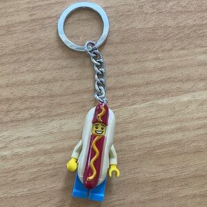 Lego Hot Dog Keychain with Red and Yellow